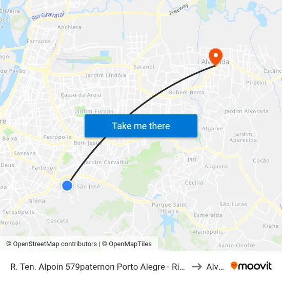 R. Ten. Alpoin 579paternon Porto Alegre - Rio Grande Do Sul 91510-710 Brasil to Alvorada map