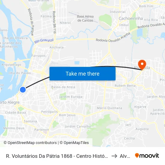 R. Voluntários Da Pátria 1868 - Centro Histórico Porto Alegre - Rs Brasil to Alvorada map