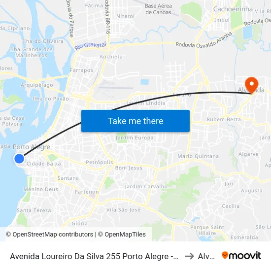 Avenida Loureiro Da Silva 255 Porto Alegre - Rio Grande Do Sul 90010 Brasil to Alvorada map