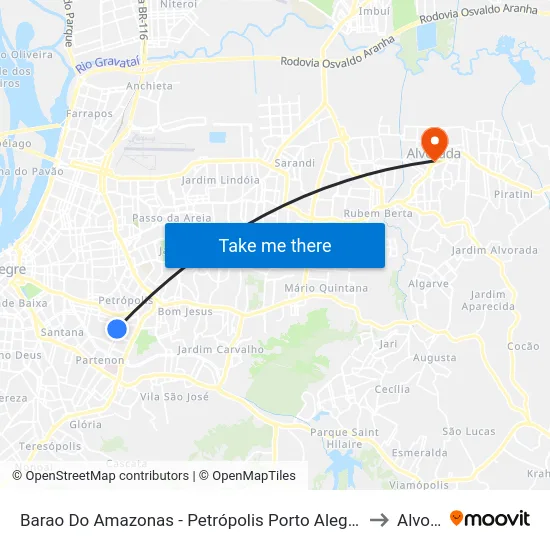Barao Do Amazonas - Petrópolis Porto Alegre - Rs 04870-470 Brasil to Alvorada map