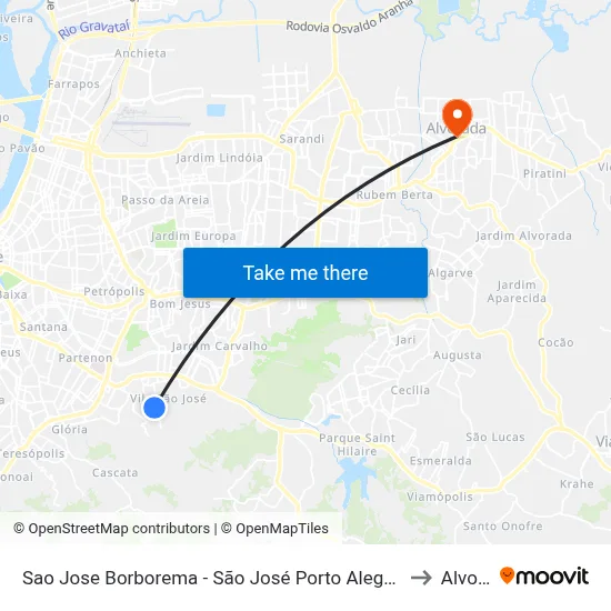 Sao Jose Borborema - São José Porto Alegre - Rs 91520-030 Brasil to Alvorada map