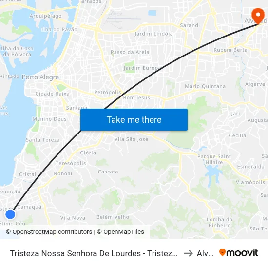 Tristeza Nossa Senhora De Lourdes - Tristeza Porto Alegre - Rs 91920-150 Brasil to Alvorada map
