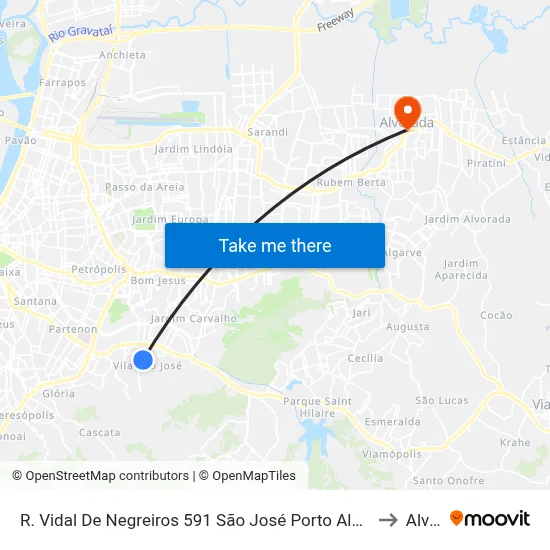 R. Vidal De Negreiros 591 São José Porto Alegre - Rio Grande Do Sul 91520-480 Brasil to Alvorada map