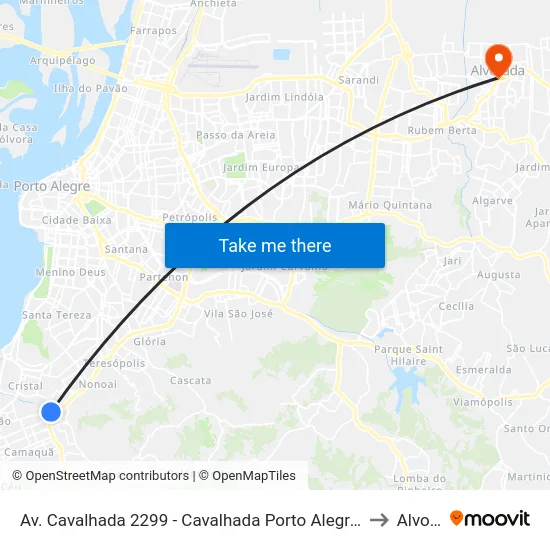 Av. Cavalhada 2299 - Cavalhada Porto Alegre - Rs 91740-001 Brasil to Alvorada map