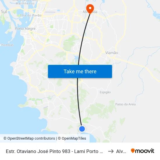 Estr. Otaviano José Pinto 983 - Lami Porto Alegre - Rs 91787-660 Brasil to Alvorada map