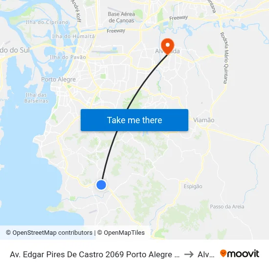 Av. Edgar Pires De Castro 2069 Porto Alegre - Rio Grande Do Sul 91786-299 Brasil to Alvorada map