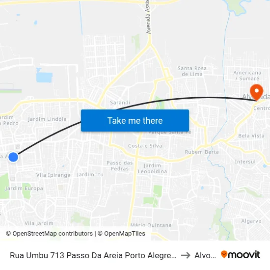Rua Umbu 713 Passo Da Areia Porto Alegre - Rs 91350-100 Brasil to Alvorada map