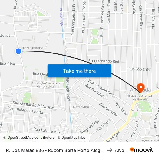 R. Dos Maias 836 - Rubem Berta Porto Alegre - Rs 91170-200 Brasil to Alvorada map