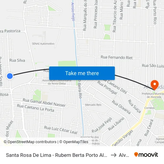 Santa Rosa De Lima - Rubem Berta Porto Alegre - Rs 91170-590 Brasil to Alvorada map