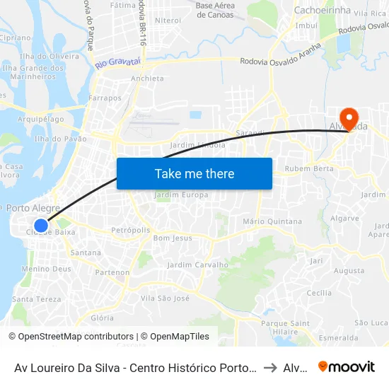 Av Loureiro Da Silva - Centro Histórico Porto Alegre - Rs 90050-240 Brasil to Alvorada map
