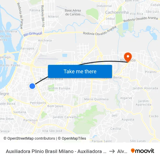 Auxiliadora Plinio Brasil Milano - Auxiliadora Porto Alegre - Rs 90520-000 Brasil to Alvorada map