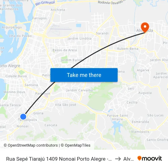 Rua Sepé Tiarajú 1409 Nonoai Porto Alegre - Rio Grande Do Sul 90870-227 Brasil to Alvorada map