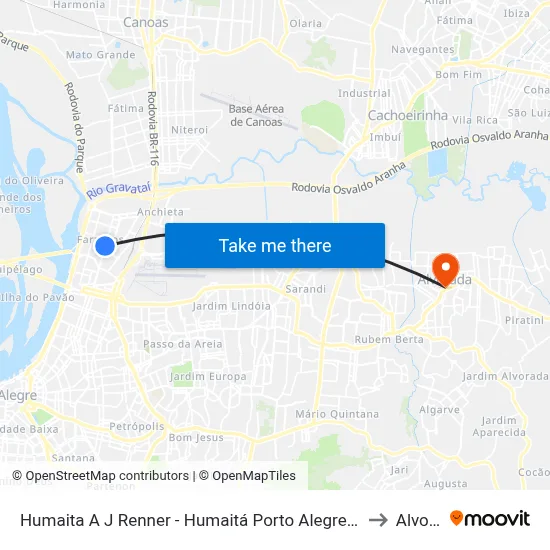 Humaita A J Renner - Humaitá Porto Alegre - Rs 90245-000 Brasil to Alvorada map
