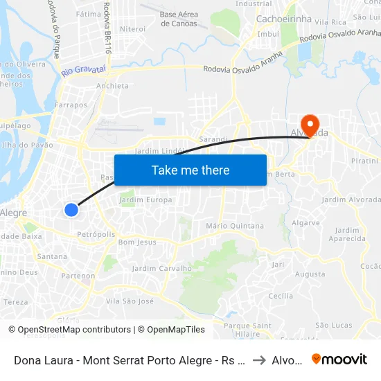 Dona Laura - Mont Serrat Porto Alegre - Rs 90440-003 Brasil to Alvorada map