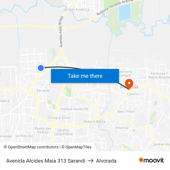 Avenida Alcides Maia 313 Sarandi to Alvorada map