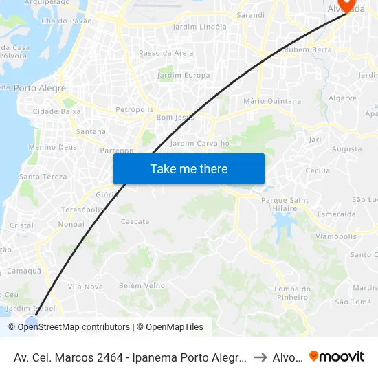 Av. Cel. Marcos 2464 - Ipanema Porto Alegre - Rs 91760-000 Brasil to Alvorada map