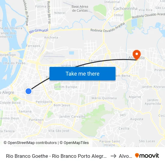 Rio Branco Goethe - Rio Branco Porto Alegre - Rs 90430-160 Brasil to Alvorada map