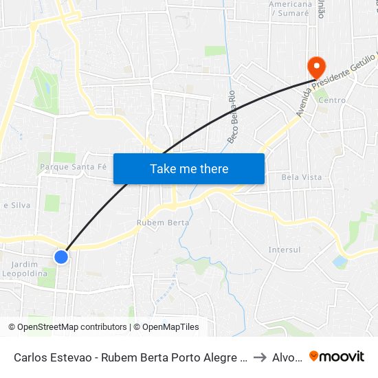Carlos Estevao - Rubem Berta Porto Alegre - Rs 91240-001 Brasil to Alvorada map