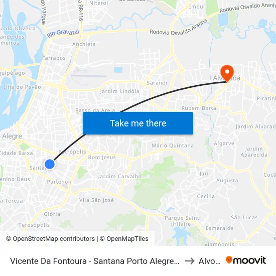 Vicente Da Fontoura - Santana Porto Alegre - Rs 90640-002 Brasil to Alvorada map