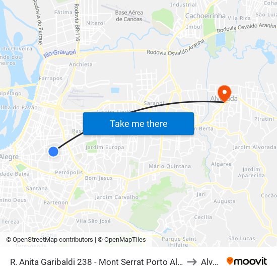 R. Anita Garibaldi 238 - Mont Serrat Porto Alegre - Rs 90480-200 Brasil to Alvorada map