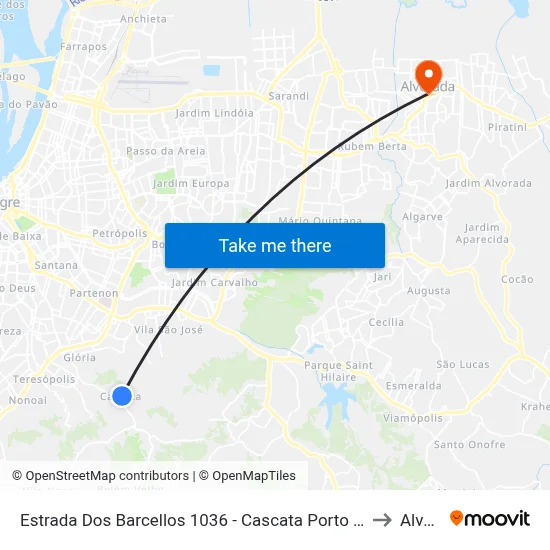 Estrada Dos Barcellos 1036 - Cascata Porto Alegre - Rs 91712-300 Brasil to Alvorada map