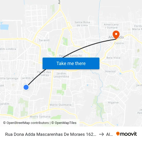 Rua Dona Adda Mascarenhas De Moraes 1623 - Jardim Itu-Sabará Porto Alegre - Rs 91220-140 Brasil to Alvorada map