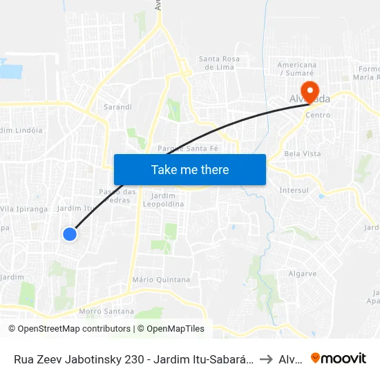 Rua Zeev Jabotinsky 230 - Jardim Itu-Sabará Porto Alegre - Rs 91220-510 Brasil to Alvorada map