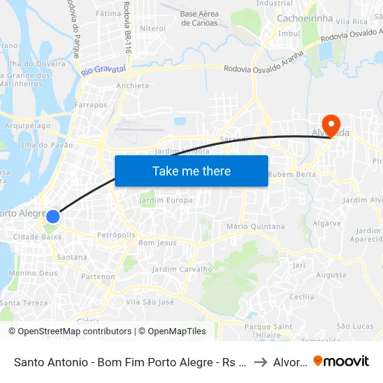 Santo Antonio - Bom Fim Porto Alegre - Rs 90035-060 Brasil to Alvorada map