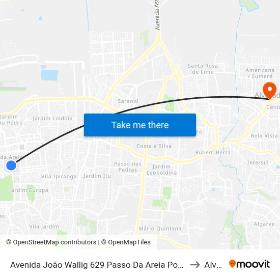 Avenida João Wallig 629 Passo Da Areia Porto Alegre - Rs 91340-000 Brasil to Alvorada map