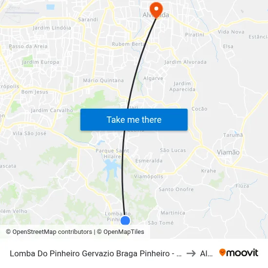 Lomba Do Pinheiro Gervazio Braga Pinheiro - Lomba Do Pinheiro Porto Alegre - Rs 91570-650 Brasil to Alvorada map