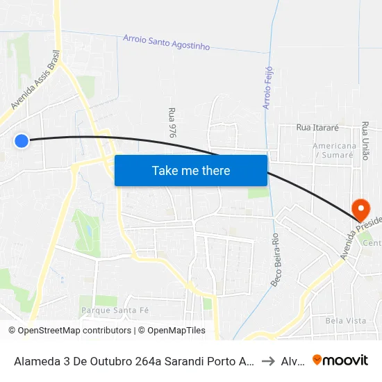 Alameda 3 De Outubro 264a Sarandi Porto Alegre - Rio Grande Do Sul 91140 Brasil to Alvorada map