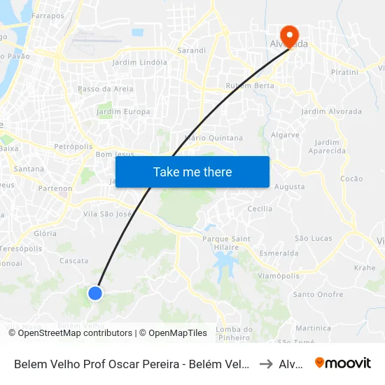 Belem Velho Prof Oscar Pereira - Belém Velho Porto Alegre - Rs Brasil to Alvorada map