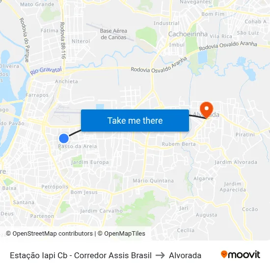 Estação Iapi Cb - Corredor Assis Brasil to Alvorada map