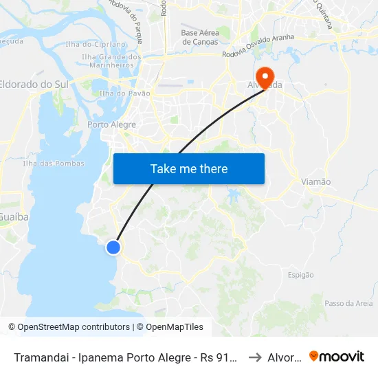 Tramandai - Ipanema Porto Alegre - Rs 91760-050 Brasil to Alvorada map
