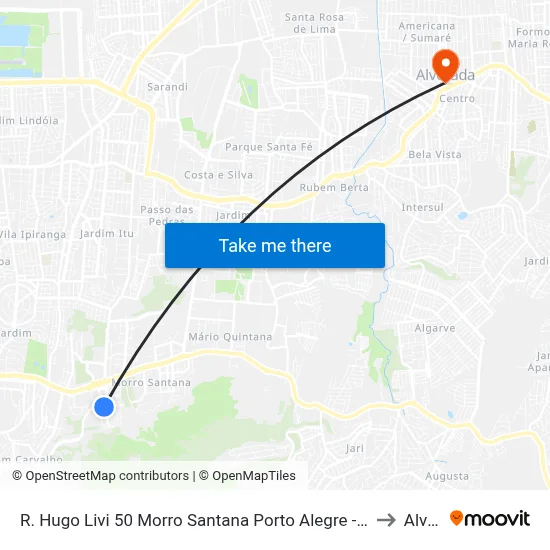 R. Hugo Livi 50 Morro Santana Porto Alegre - Rio Grande Do Sul 91450-060 Brasil to Alvorada map