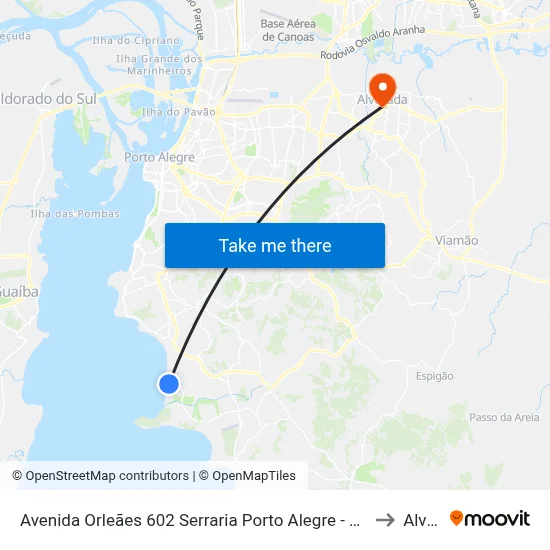 Avenida Orleães 602 Serraria Porto Alegre - Rio Grande Do Sul 91770-620 Brasil to Alvorada map
