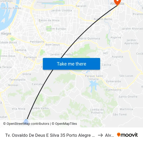 Tv. Osvaldo De Deus E Silva 35 Porto Alegre - Rio Grande Do Sul 91750-710 Brasil to Alvorada map