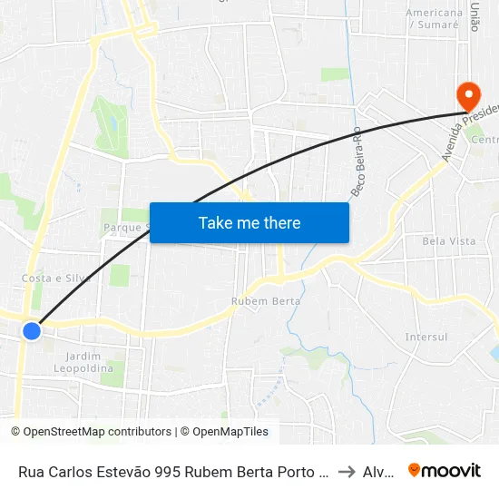 Rua Carlos Estevão 995 Rubem Berta Porto Alegre - Rs 91240-000 Brasil to Alvorada map