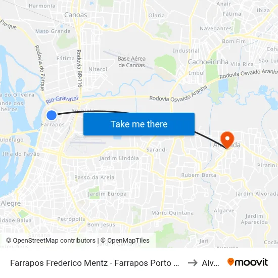 Farrapos Frederico Mentz - Farrapos Porto Alegre - Rs 90250-350 Brasil to Alvorada map