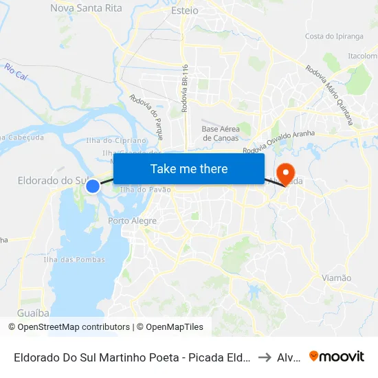 Eldorado Do Sul Martinho Poeta - Picada Eldorado Do Sul - Rs 92990-000 Brasil to Alvorada map