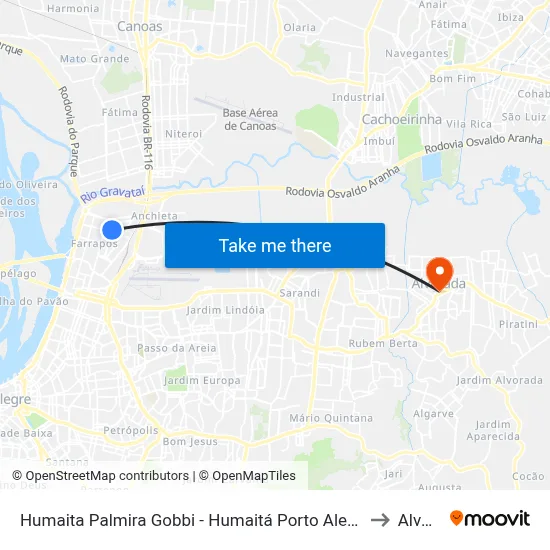 Humaita Palmira Gobbi - Humaitá Porto Alegre - Rs 90250-210 Brasil to Alvorada map