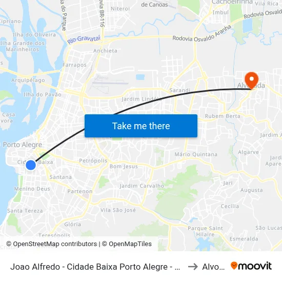 Joao Alfredo - Cidade Baixa Porto Alegre - Rs 90050-003 Brasil to Alvorada map