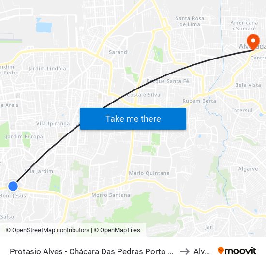 Protasio Alves - Chácara Das Pedras Porto Alegre - Rs 91330-291 Brasil to Alvorada map