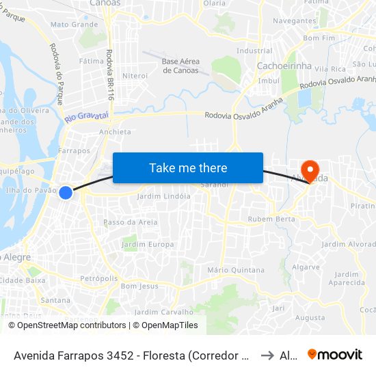 Avenida Farrapos 3452 - Floresta (Corredor Bc) - Navegantes Porto Alegre - Rs 90220-006 Brasil to Alvorada map