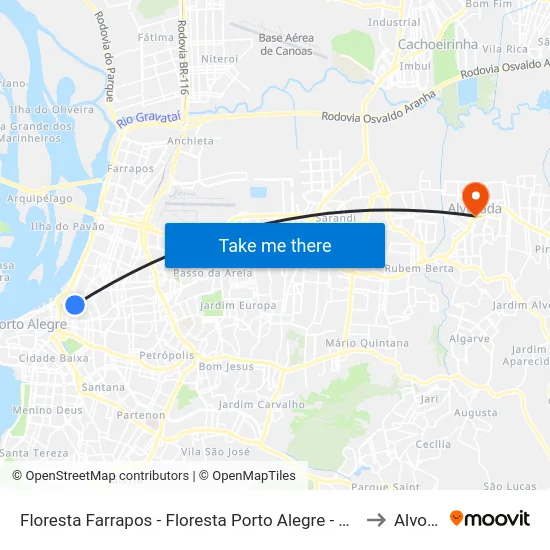 Floresta Farrapos - Floresta Porto Alegre - Rs 90220-190 Brasil to Alvorada map