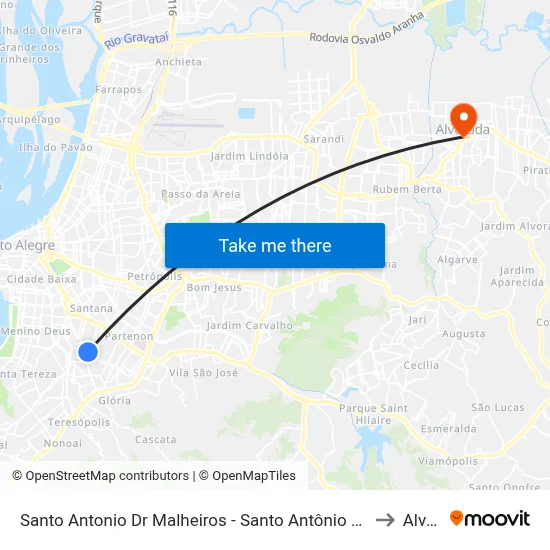 Santo Antonio Dr Malheiros - Santo Antônio Porto Alegre - Rs 90450-190 Brasil to Alvorada map