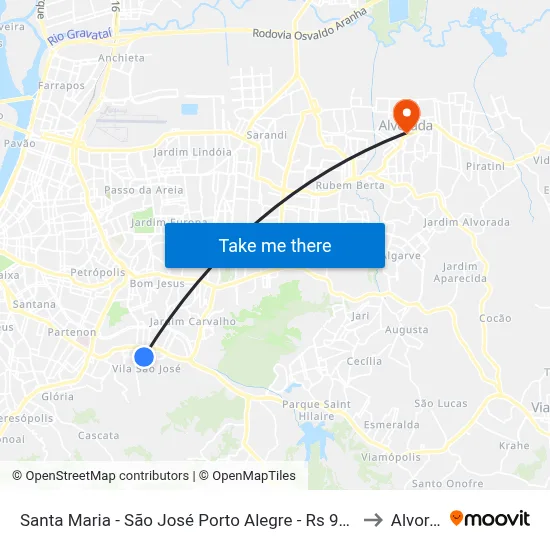 Santa Maria - São José Porto Alegre - Rs 91520-460 Brasil to Alvorada map