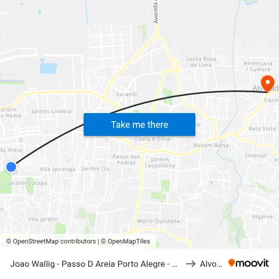 Joao Wallig - Passo D Areia Porto Alegre - Rs 91340-001 Brasil to Alvorada map