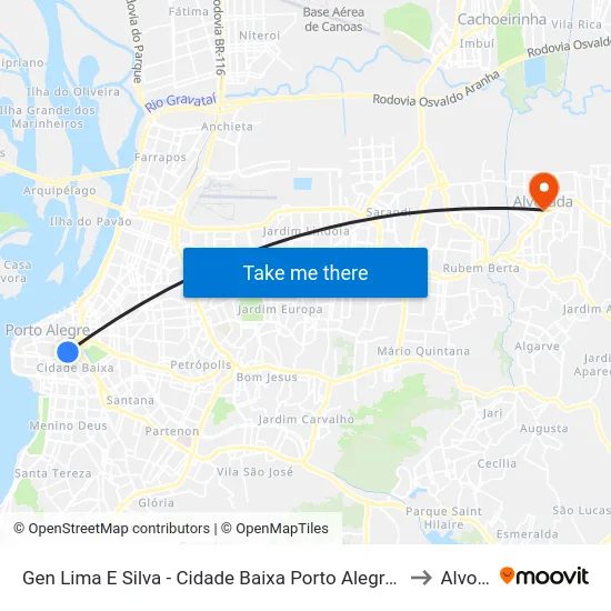 Gen Lima E Silva - Cidade Baixa Porto Alegre - Rs 90840-460 Brasil to Alvorada map