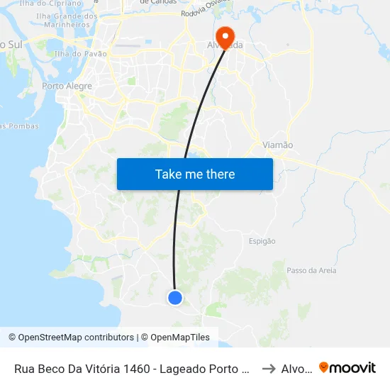 Rua Beco Da Vitória 1460 - Lageado Porto Alegre - Rs 91780 Brasil to Alvorada map